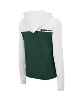 Women's Colosseum White, Hunter Green Michigan State Spartans Aidan Half-Zip Hoodie