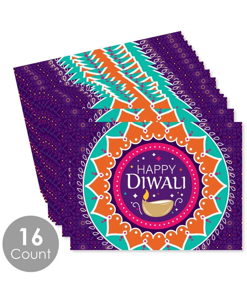 Happy Diwali - Party Table Decorations Festival of Lights Party Placemats 16 Ct