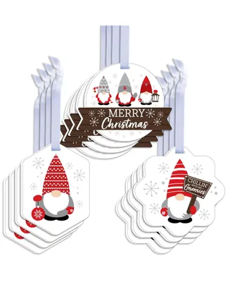 Christmas Gnomes - Assorted Hanging Holiday Favor Tags Gift Tag Toppers - 12 Ct