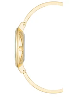 Anne Klein Women's Gold-Tone Alloy Bangle Watch 32mm and Bracelet Set - Black, Gold