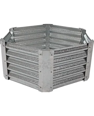 Sunnydaze Decor Corrugated Steel Hexagon Raised Garden Bed - Gray - 40 in