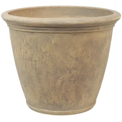 Anjelica 24" Double-Walled Polyresin Outdoor Planter with Uv-Resistant Beige Finish