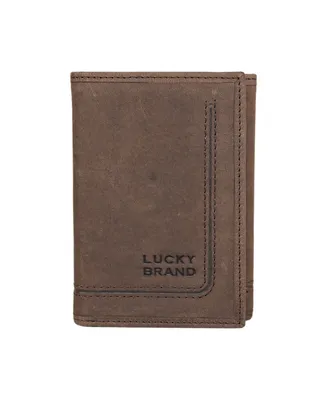 Lucky Brand Men's Grooved Leather Trifold Wallet