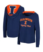 Women's Colosseum Navy Illinois Fighting Illini Catalina Hoodie Long Sleeve T-shirt