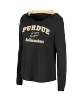 Women's Colosseum Black Purdue Boilermakers Catalina Hoodie Long Sleeve T-Shirt