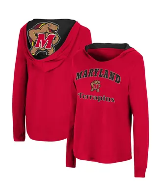 Women's Colosseum Red Maryland Terrapins Catalina Hoodie Long Sleeve T-Shirt