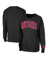 Women's Colosseum Black Rutgers Scarlet Knights Campanile Pullover Sweatshirt