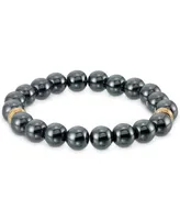 Legacy for Men by Simone I. Smith Hematite Bead Stretch Bracelet in Gold-Tone Ion-Plated Stainless Steel