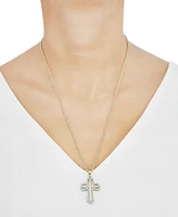 Grown With Love Men's Lab Grown Diamond Cross 22" Pendant Necklace (1 ct. t.w.) in 14k Two-Tone Gold