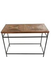 Rosemary Lane Metal Rustic Console Table with Brown Wood Top, 48" x 16" x 30"