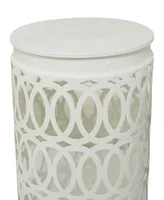 Rosemary Lane 23", 19", 15" Metal Contemporary Geometric Accent Table with Laser Carved Trellis Design, Set of 3