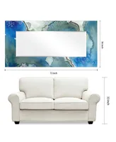 Empire Art Direct 'Subtle Blues' Rectangular On Free Floating Printed Tempered Art Glass Beveled Mirror, 72" x 36"