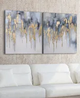 Empire Art Direct Golden Lighting 1, 2 Textured Metallic Hand Painted Wall Art, Set of 2, 36" x 72"