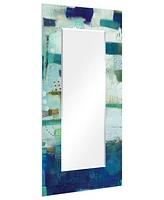 Empire Art Direct 'Crore I' Rectangular On Free Floating Printed Tempered Art Glass Beveled Mirror, 72" x 36"