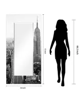 Empire Art Direct 'My N.y.' Rectangular On Free Floating Printed Tempered Art Glass Beveled Mirror, 72" x 36"