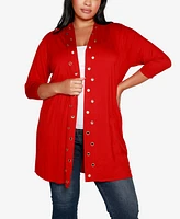 Belldini Plus Grommet-Trim Duster Cardigan Sweater