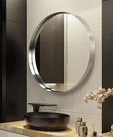 Empire Art Direct Ultra Brushed Stainless Steel Round Wall Mirror, 30" x 30"