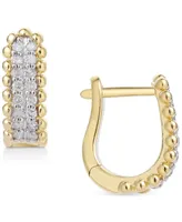 Diamond Bead Leverback Hoop Earrings (1/6 ct. t.w.) in 14k Gold-Plated Sterling Silver - Gold