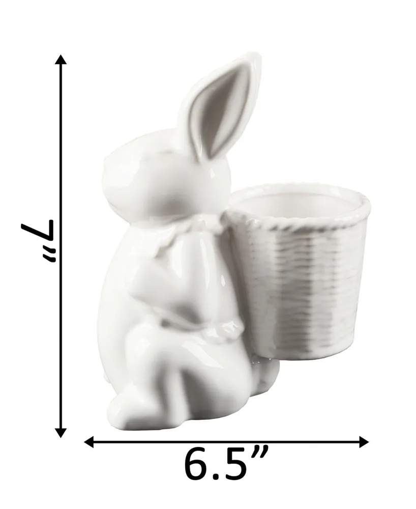 Flora Bunda Ceramic Bunny Basket Vase, 7"