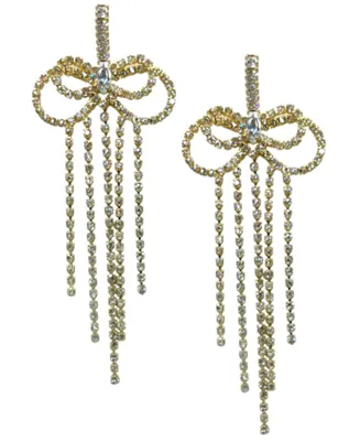 Accessory Concierge Women's Crystal Ribbon Drop Earrings - Gold