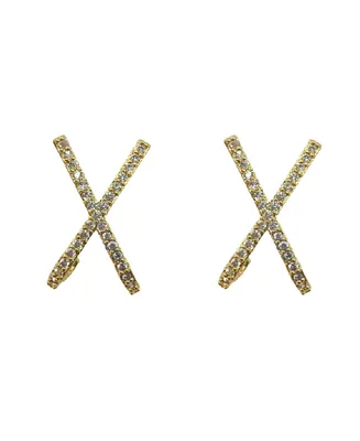 Accessory Concierge Women's Pave Criss Cross Stud Earrings - Gold