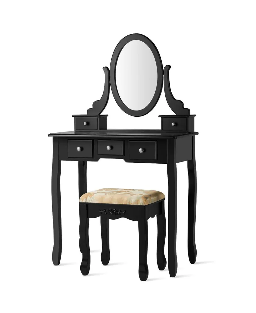 Costway Vanity Table Dressing 5 Make Up Stool