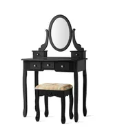 Costway Vanity Table Dressing 5 Make Up Stool