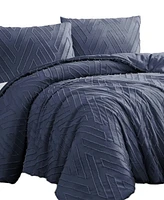 Southshore Fine Linens Chevron Clipped Jacquard 3 Piece Comforter Set