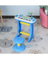 Qaba Childrens Toy Organ Keyboard w/ light & 22 Musical Tracks, Blue