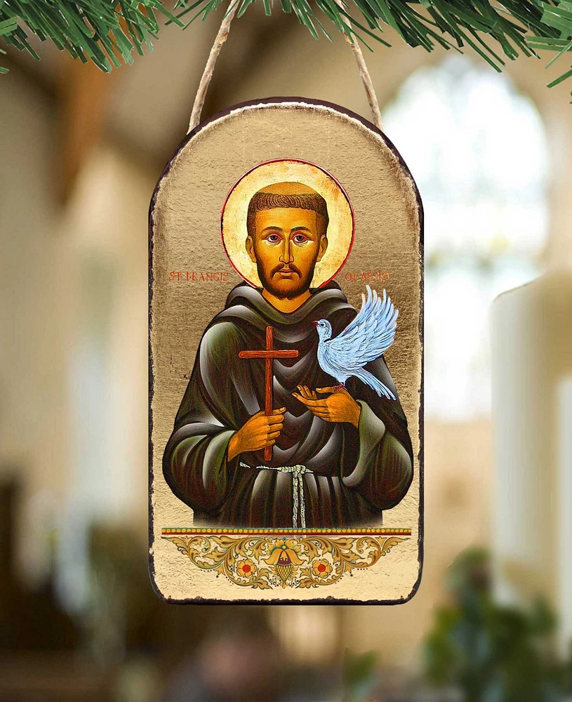 G.DeBrekht Saint Francis Wooden Greek Christian Orthodox Icon Ornament