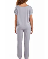 iCollection Women's Jewel Cozy Modal Ultra Soft Sleep Pajama Pant Set