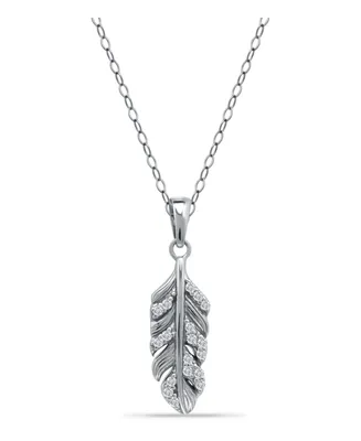 Giani Bernini Cubic Zirconia Pave Feather Pendant Necklace in Sterling Silver
