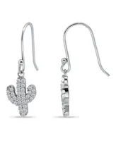 Giani Bernini Cubic Zirconia Pave Cactus Drop Earrings in Sterling Silver