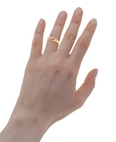 Macy's Rhodolite (1/3 ct.t.w) and Diamond (1/10 ct.t.w) Spiral Ring in 14K Gold Plated Over Sterling Silver