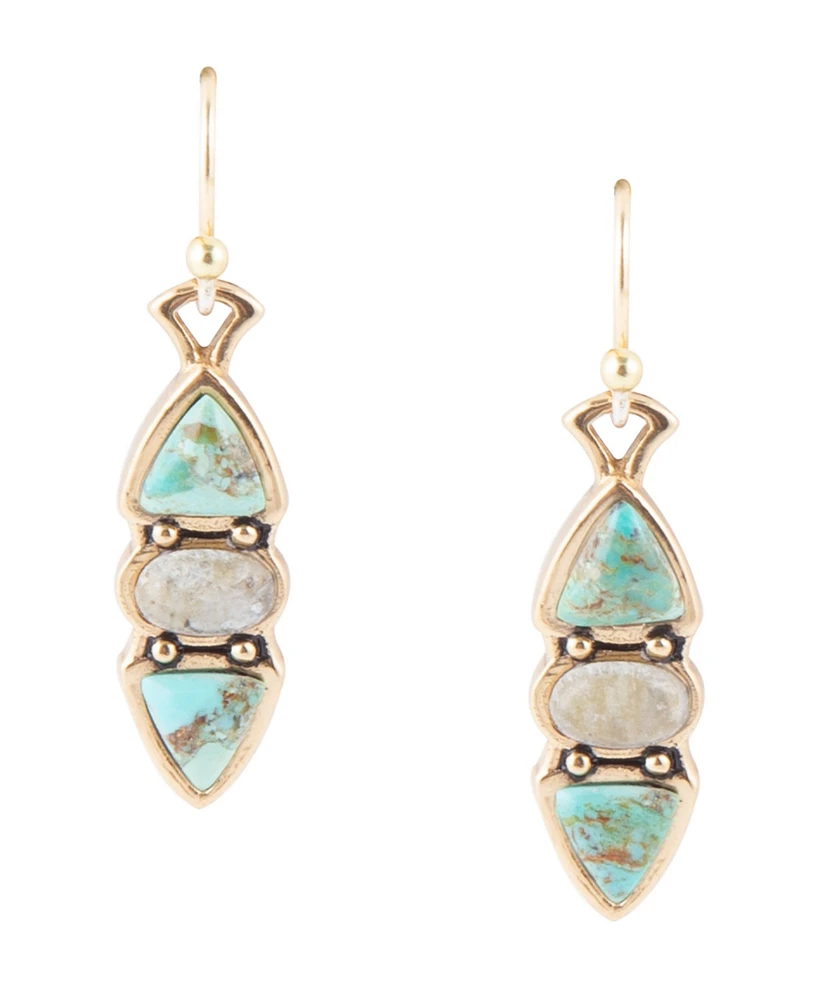 Barse Labrador Bronze, Genuine Turquoise and Genuine Labradorite Drop Earrings