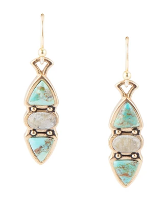 Barse Labrador Bronze, Genuine Turquoise and Genuine Labradorite Drop Earrings