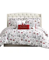 Southshore Fine Linens Holly Jolly Lane Reversible 6 Piece Comforter Set, Full/Queen