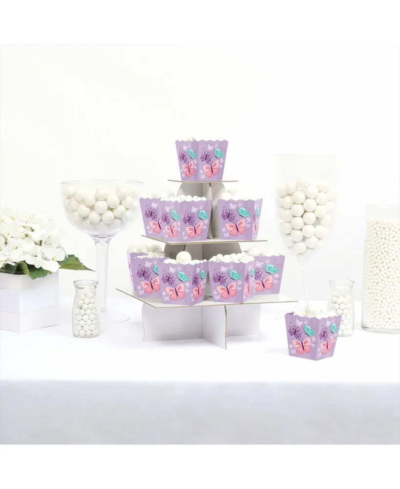 Big Dot of Happiness Beautiful Butterfly - Party Mini Favor Boxes - Floral Baby Shower or Birthday Party Treat Candy Boxes - Set of 12