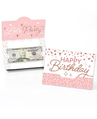 Big Dot of Happiness Pink Rose Gold Birthday - Happy Birthday Party Money And Gift Card Holders 8 Ct