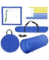 PawHut Backyard Dog Agility Training Kit Obstacle Course Equipment Tunnel