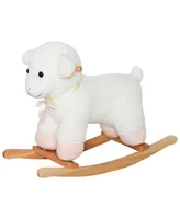 Qaba Kids Sheep Lamb Rocking Horse Stuffed Ride On Rocker Wooden Plush