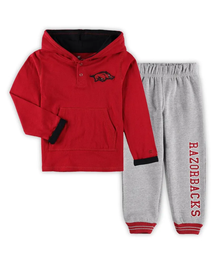 Toddler Boys Colosseum Cardinal, Heathered Gray Arkansas Razorbacks Poppies Pullover Hoodie and Sweatpants Set