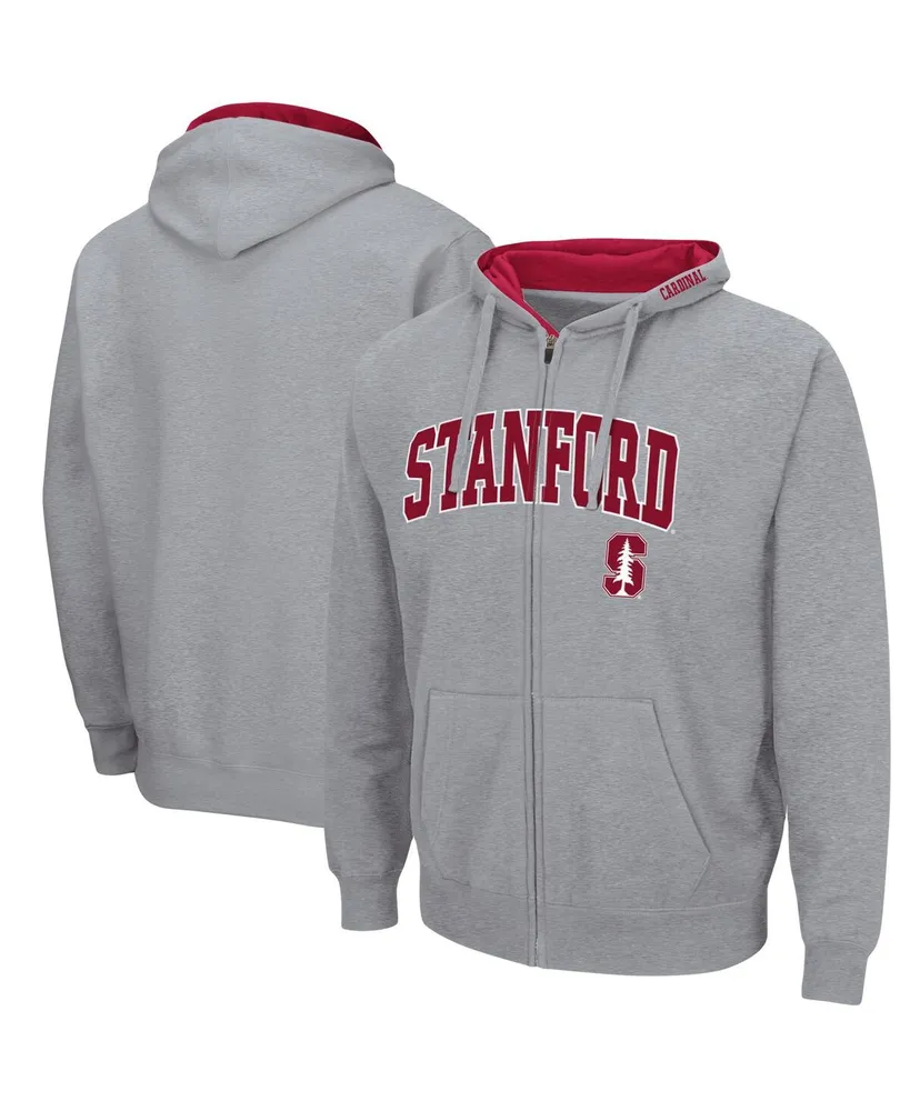 Men's Colosseum Heathered Gray Stanford Cardinal Arch and Logo 3.0 Full-Zip Hoodie