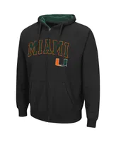 Men's Colosseum Black Miami Hurricanes Arch and Logo 3.0 Full-Zip Hoodie