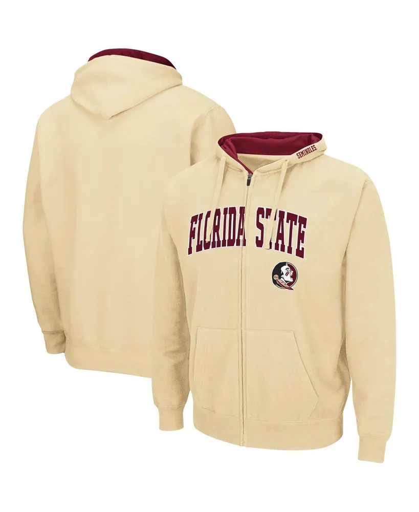 Men's Colosseum Gold Florida State Seminoles Arch and Logo 3.0 Full-Zip Hoodie