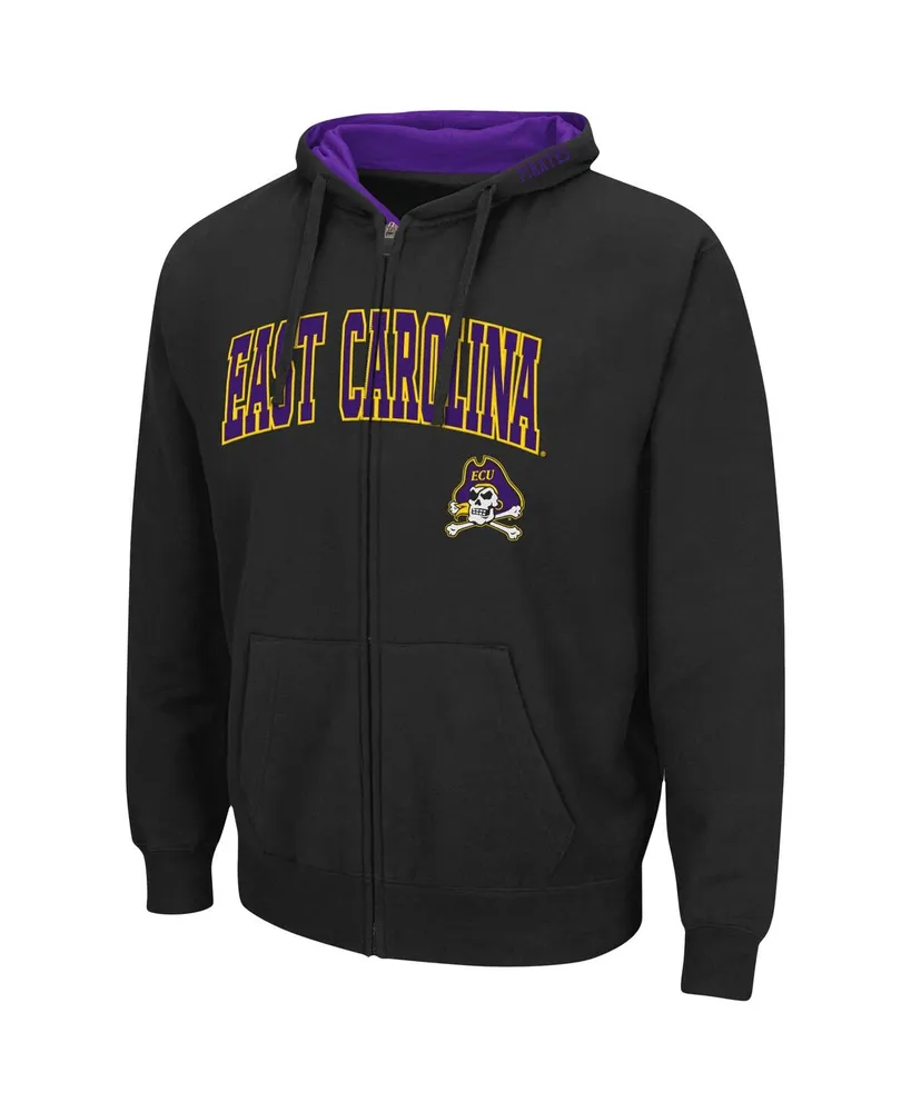 Men's Colosseum Ecu Pirates Arch and Logo 3.0 Full-Zip Hoodie