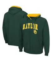 Men's Colosseum Green Baylor Bears Arch and Logo 3.0 Full-Zip Hoodie