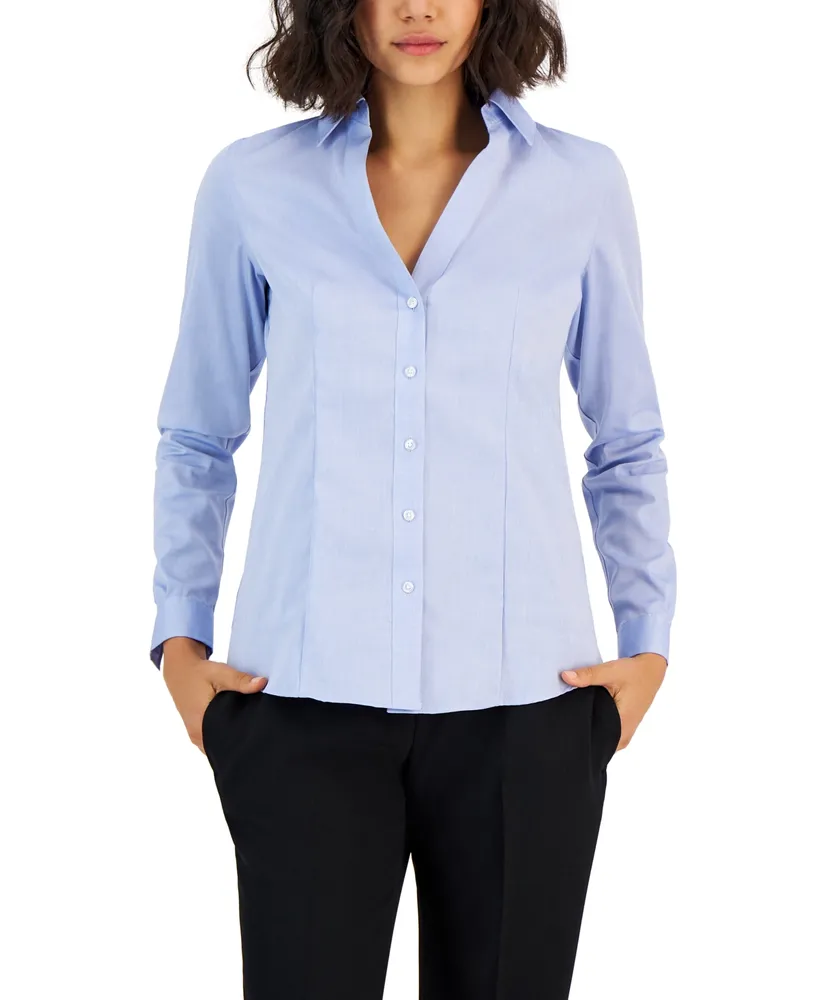 Jones New York Women's Easy Care Button Up Long Sleeve Blouse - Macy's