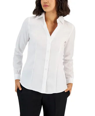 Jones New York Women's Easy Care Button Up Long Sleeve Blouse