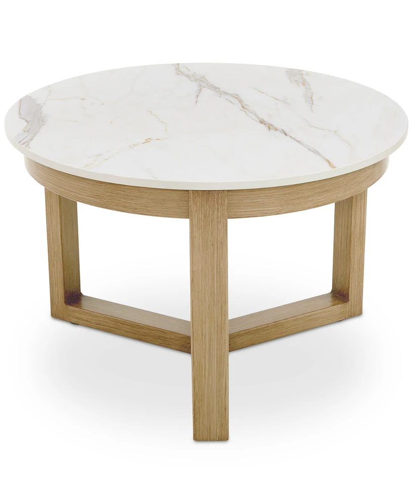 Reid Outdoor 23" Round Porcelain Top Nesting Table